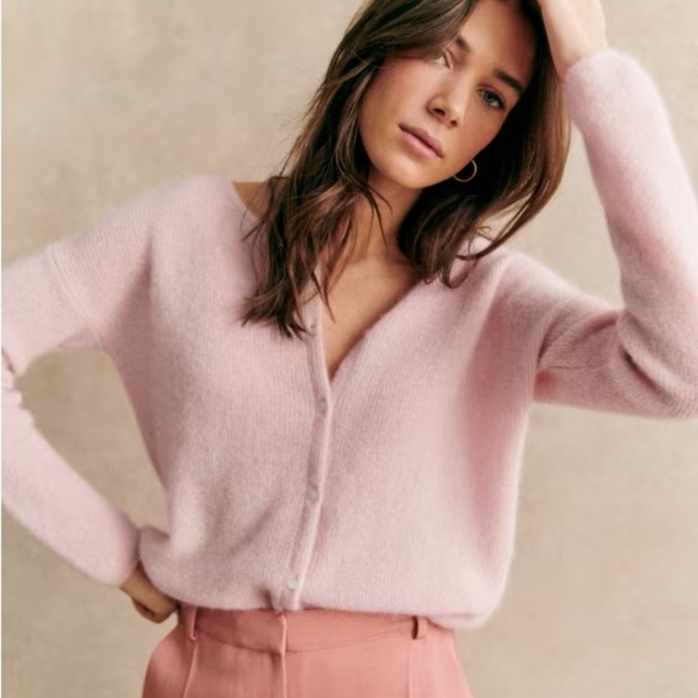 Sezane Gaspard Cardigan Powder Pink